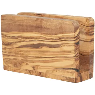 Serviettenhalter Olivenholz NATUREHOME 16 x 10 x 5 cm – handgefertigter Serviettenständer aus massivem Naturholz, nachhaltig und langlebig, stilvolle Tischdeko im mediterranen Design