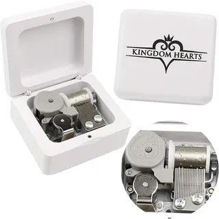 Sinzyo Kingdom Hearts Vintage Holz mechanische Spieluhr Geburtstag Geschenk Weihnachten Valentinstag (Weiße Holzschachtel)
