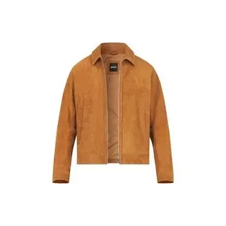 BOSS Black Herren Lederjacke braun Ziegenvelours, braun, Herbst/Winter 2026/2027