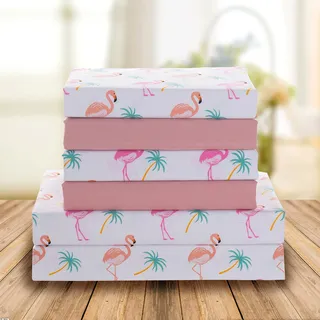 Elegant Comfort Ultraweiches, doppelt gebürstetes 6-teiliges Mikrofaser-Bettlaken-Set, schöne Tropische Muster und lebendige einfarbige Farben, Luxus, Ganzjahres-Bettlaken-Set – Flamingo, Queen