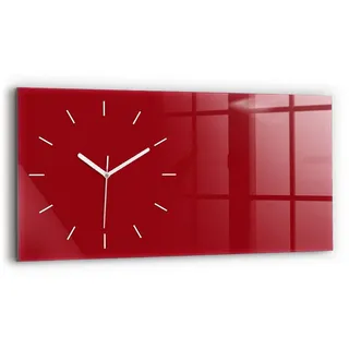 Tulup Wanduhr Wanduhr Glasuhr Rechteckige Wanduhr 60x30 cm Uhr aus Gehärtetem Glas rot