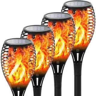 Set Mit 4 Gartenfackeln, Solarfackeln, Wasserdichte Led-sicherheitsleuchten, Dekorative Außenbeleuchtung Für Garten/straße/weihnachten/hochzeiten/feste - 4er-set (höhe 58 Cm)