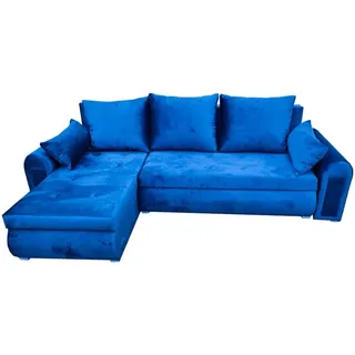 Relax-Ecksofa mit Schlaffunktion und Bettkasten in in Marineblau kronos 09 - Blau