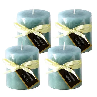 Stumpenkerze, handgemacht mint (4er Set) 7,2 x 6,8 cm - Kerze für Adventskranz