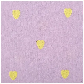 SCHÖNER LEBEN. Stoff Musselin Meterware Double Gauze Herzchen Stickerei violett gelb 135cm, allergikergeeignet,bestickt,atmungsaktiv,pflegeleicht gelb|lila