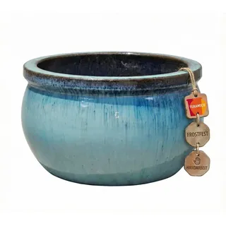 Teramico Blumentopf Pflanzgefäß Keramik "Bavaria" Grün – Ø 28 - 49 cm Frostfest (1 St), Frostfest, UV-Fest grün Ø 37 cm x 23 cm