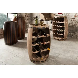 riess-ambiente Weinregal BODEGA 60cm natur - Pinie, Weinfass, Shabby Chic, Ablagefläche, deko, Innovatives Flaschenregal - ideal f. Wohnküche, Bar oder Vorratskeller braun