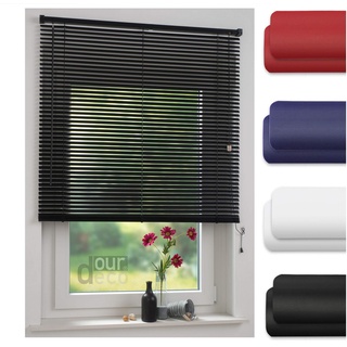 ourdeco® Jalousie aus PVC / 60 x 220 cm (Breite x Höhe) / Farbe schwarz/lichtdurchlässig bis Blickdicht/Einfache Montage an Wand oder Decke
