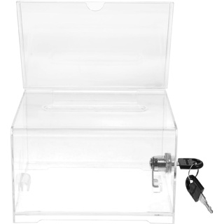 KMOCEPLY Klare Kunststoff Vorschlagsbox mit Schloss Acryl Abstimmungsempfehlung Vorschlagsbox Transparente Aufbewahrung Wahlurne Acryl Spendenbox Abschließbar Vorschlag Visitenkartenbox (1 Pack)