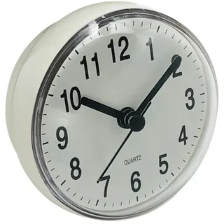 Mini-wanduhr Mit Saugnapf, Beschlagfrei, Für Badezimmer, Küche, Wc, Batteriebetrieben, Quarz-tischuhr (weiß)