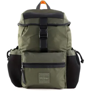 TOMMY HILFIGER Rucksack TH Signature Flap Backpack Army Green Flag Monogram