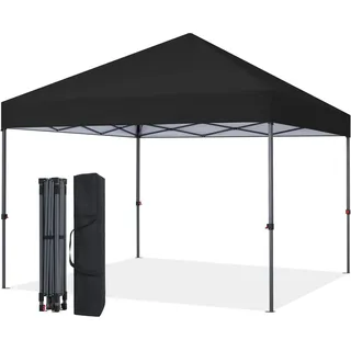MASTERCANOPY Pop-up-Pavillon Faltpavillon Festzelt, 3x3 Schwarz | Schnellaufbau, 3-Fach höhenverstellbar, UPF50+, wasserabweisend, inkl. Tragetasche, für Camping, Events, Garten, Markt