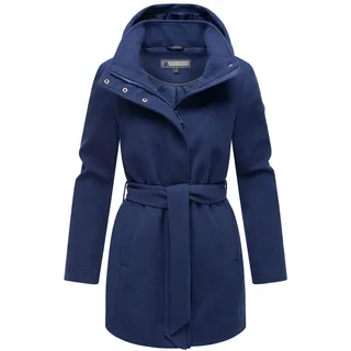 Marikoo Damen, Übergangsmantel (XS-3XL) - Eleganter Mantel mit Taillengürtel und Oversized Hood Kapuze
