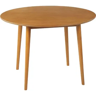 BELIANI Esszimmertisch Hellbraun ø 110 cm MDF-Platte Füßen Gummibaumholz Runder Tisch Retro-inspiriertes Design Modern - Braun
