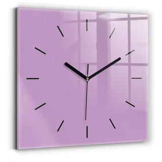 Tulup Wanduhr Glasuhr Modernistische Glaswanduhr 30x30cm Uhr aus gehärtetem Glas lila|rosa