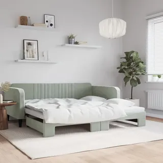 Tagesbett Ausziehbar Hellgrau 100x200 Cm Samt