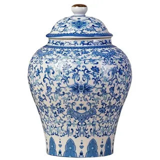 Chinoiserie Blau-weiße Ingwerflaschen und Vasen, Porzellan-Glas, Tee-Aufbewahrung, Keramik, dekoratives Ingwerporzellan, Vase mit Deckel, Wohnzimmerdekoration