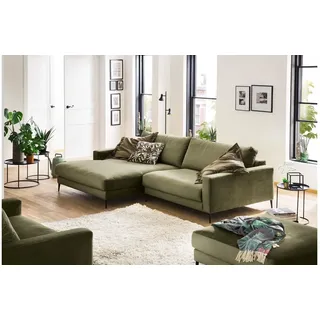 Ecksofa Wohnlandschaft Eckgarnitur Uptown Velour Stoff Velvet olivgrün 272x190