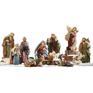 Loberon Krippenfiguren 11er Set Christi, handbemalt und handveredelt, Weihnachtsfiguren, Weihnachtsdekoration, Weihnachten, Polyresin, bunt