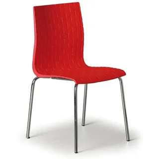 Kunststoff-Esszimmerstuhl MEZZO mit Metallgestell, rot