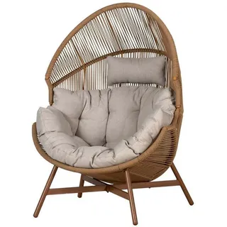 Stilvolle Garten-Loungesessel aus geflochtenem Rattan mit bequemem Kissen (142 x 70 cm)
