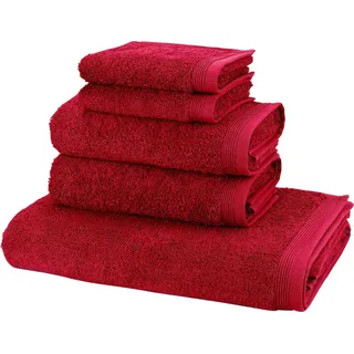 Handtuch Set MÖVE "Basic" Handtücher (Packung) Gr. (5 St.), rot (ruby) Handtuch-Sets in hochwertigster Walkfrottier Qualität