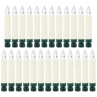 OTTO home LED-Christbaumkerzen EMMARA, kabellos, Christbaumschmuck in warmweiß mit Fernbedienung, 25-flammig, kabellos, Kerzen + 8 Dornen, Lichterkette Flacker und Timerfunktion beige|grün