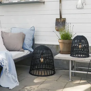 Lampenschirm KNUTE wetterfest für E27 Fassungen schwarz D: 48cm H: 50cm Rattan