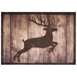 akzente Fußmatte AKZENTE Listen Fußmatte DEER JUMP 50 x 70 cm, Rechteckig, Höhe: 7 mm braun
