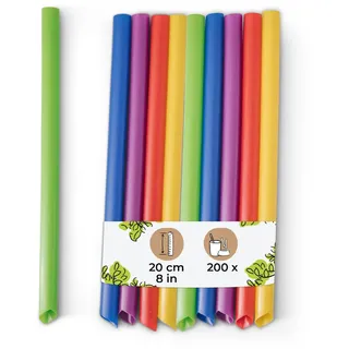 BIOZOYG 200 Stück Bubble Tea Strohhalme Mehrwegstrohhalme Trinkhalme mit Spitze extra breit wiederverwendbar bunt für Bubble Tea und Smoothies