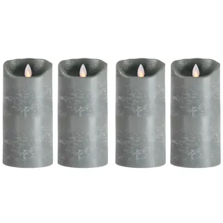 SOMPEX LED-Kerze 4er Set Flame LED Kerzen grau 18cm (Set, 4-tlg., 4 Kerzen, Höhe 18cm, Durchmesser 8cm), mit Timer, Echtwachs, täuschend echtes Kerzenlicht grau