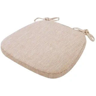 Yadlan Sitzkissen Stuhl 4er Set, Stuhlkissen 40x40 Mit BäNdern Landhaus, Sitzpolster Stuhl Halbrund 4 StüCk, rutschfest Sitzkissens KüChenstuhl 4.5cm Dick Sitzpolster Gepolstertes Beige