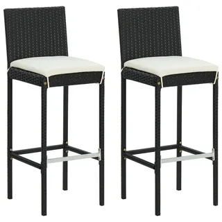 vidaXL Garten-Barhocker mit Kissen 2 Stk.  Schwarz