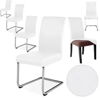 Alishomtll Stretch PU Stuhlhussen 6er Set Kunstleder Stuhlbezug Schwingstuhl wasserdicht Elastische Esszimmer Universell Waschbarer Stuhlbezüge für Küche Restaurant Hotel Hochzeit (Weiß, 6 Stück)
