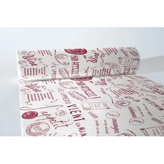 MANK Tischläufer Airlaid Script in Bordeaux, 40 cm x 24 m , 1 Stück - Tischtuch stoffähnlich Wine Bon Appetit Schriftzüge