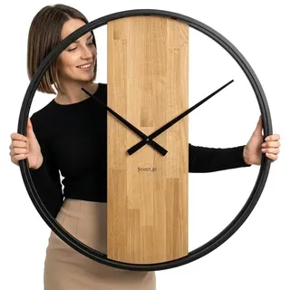 OEM Loft Oval 80 cm 3D Wanduhr Braun