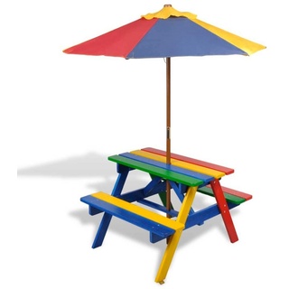 DOTMALL Gartentisch Kindersitzgruppe, (Set, 1-tlg),Kinder-Picknicktisch mit Sonnenschirm