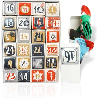 Socken Adventskalender Adventskalender 2022 Socken Weihnachtskalender 24 x lustige Socken Frauen & Männer - Blau/bordeaux/Bunt/Dunkelblau/dunkelgrün/Grün/Hellblau/Lila/Türkis/Rot/Weiß/Schwarz/Rosa