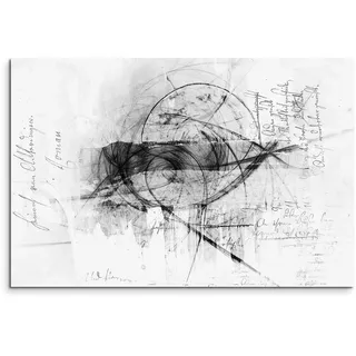 Paul Sinus Art Leinwandbild 120x80cm Abstrakt Modern Schwarz Weiss XXL Wandbild Wohnzimmer Schlafzimmer Deko Kunstdruck