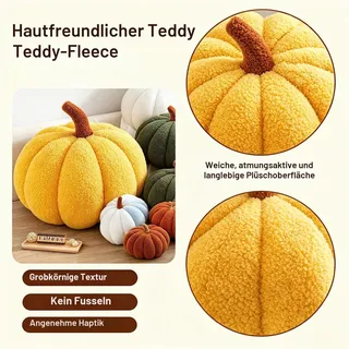 Kürbis Kissen 20cm grün, Plüsch Deko für Herbst & Halloween, Tielag