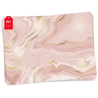 Tischsetmacher Platzset Tischset, Platzset abwaschbar - Rosa Marmor mit Goldadern, (aus erstklassigem Vinyl (Kunststoff – BPA-frei), 4-St., 44 x 32 cm - rutschfeste Tischdekoration), Made in Germany rosa