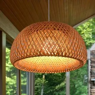 Natürliche Bambus Kronleuchter Rattan Pendellampe Retro E27 Hängeleuchte Vintage Handgewebte Lampenschirm Esszimmerlampe Schlafzimmer Wohnzimmer Deckenbeleuchtung Küche Büro Pendelleuchte,45cm