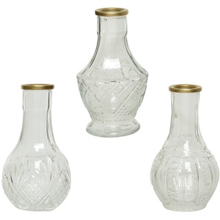 Decoris season decorations Dekovase, Vase Glas mit Goldrand 11.5cm, 1 Stück sortiert weiß