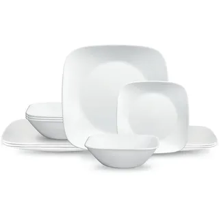 CORELLE Speiseteller Pure White, 26,7 cm, Vitrelle-Dreischichtglas | weiß, splitter- und bruchresistent, backofenfest bis 175°C, mikrowellengeeignet, gefrierfest, spülmaschinenfest