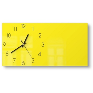 DEQORI Wanduhr 'Unifarben - Gelb' (Glas Glasuhr modern Wand Uhr Design Küchenuhr) gelb 60 cm x 30 cm
