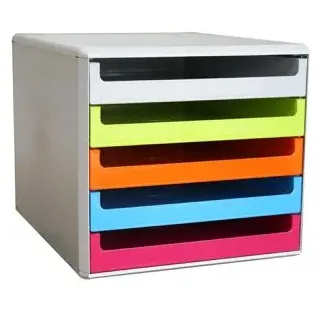 M&M Schubladenbox 28,5 x 26 x 35,7 cm 1-tlg. grau/grün/orange/blau/rot