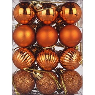 24 Stücke 3 cm Christbaumkugeln Set, Bruchsicher Weihnachtskugeln aus Kunststoff, Weihnachtsbaum Hängen Deko, Glitze Weihnachtsbaumschmuck Ornamente (Orange)