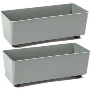 Tymar Blumentopf rechteckig innen, Blumenkasten mit füßen, Pflanzkübel, Kräuterkasten, 2 Stück_SAGA ((2pack) Greygrün, 37,5x17cm)