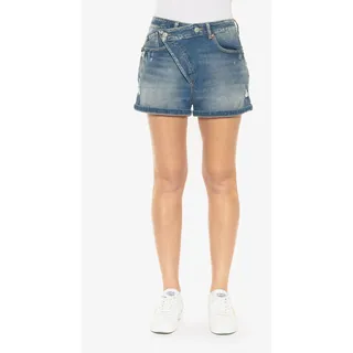 Shorts LE TEMPS DES CERISES "MOSTA" Gr. 27, US-Größen, blau Damen Hosen Kurze im asymmetrischen Design