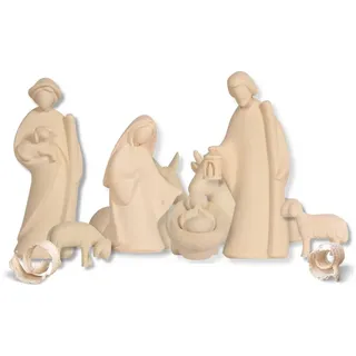 Akantus Krippe Krippenfiguren aus Holz: 8-teiliges Krippenfiguren Set (natur), holzgeschnitzt, Ahornholz, Made in Südtirol 8.5 cm